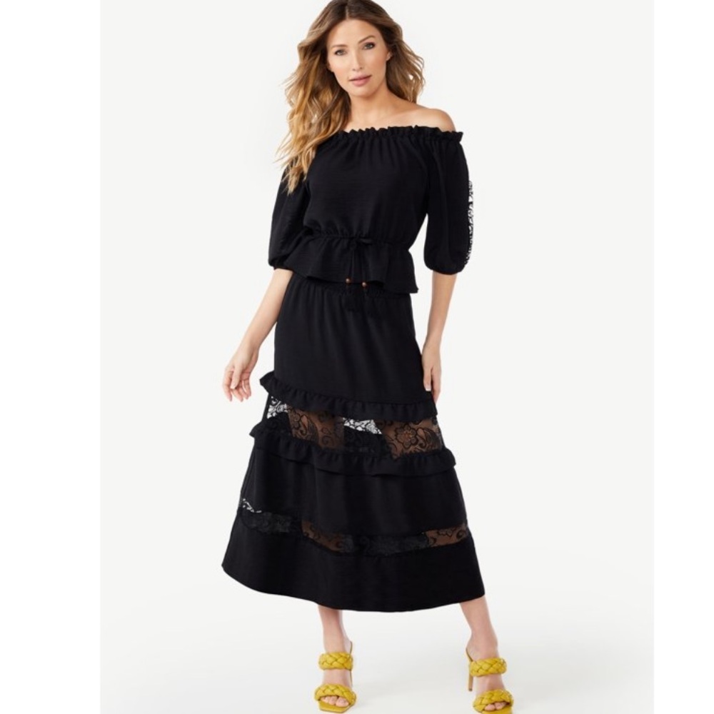 Sofia Jeans by Sofia Vergara Off the Shoulder Top and Midi Skirt Set, 2-pc Small